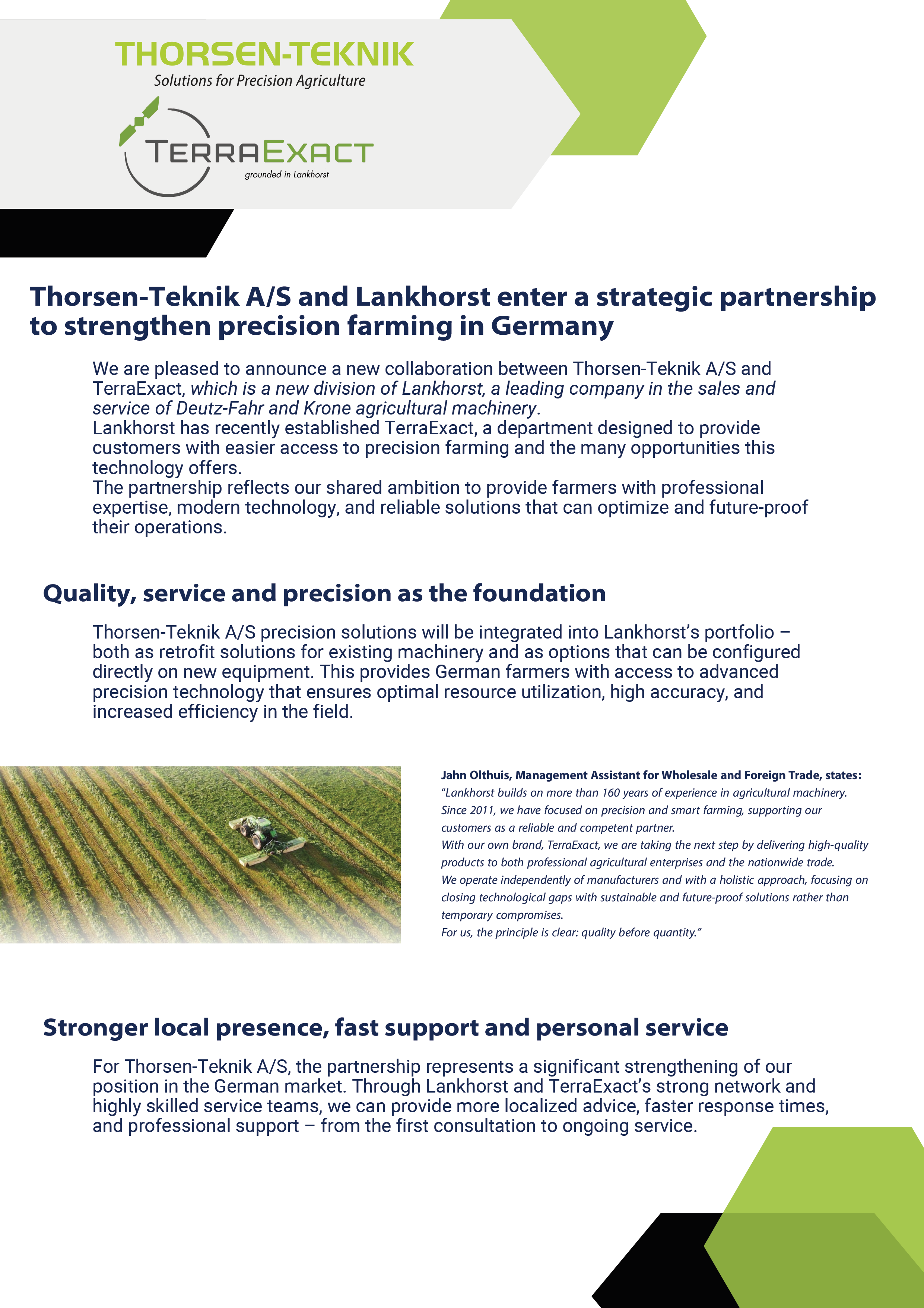 Thorsen-Teknik AS and TerraExact - Partnership-1